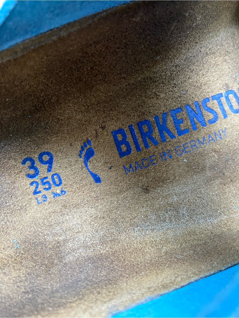 Birkenstock Arizona Two-Strap Suede Softbed Sandals in Blue - Picture 7 of 10